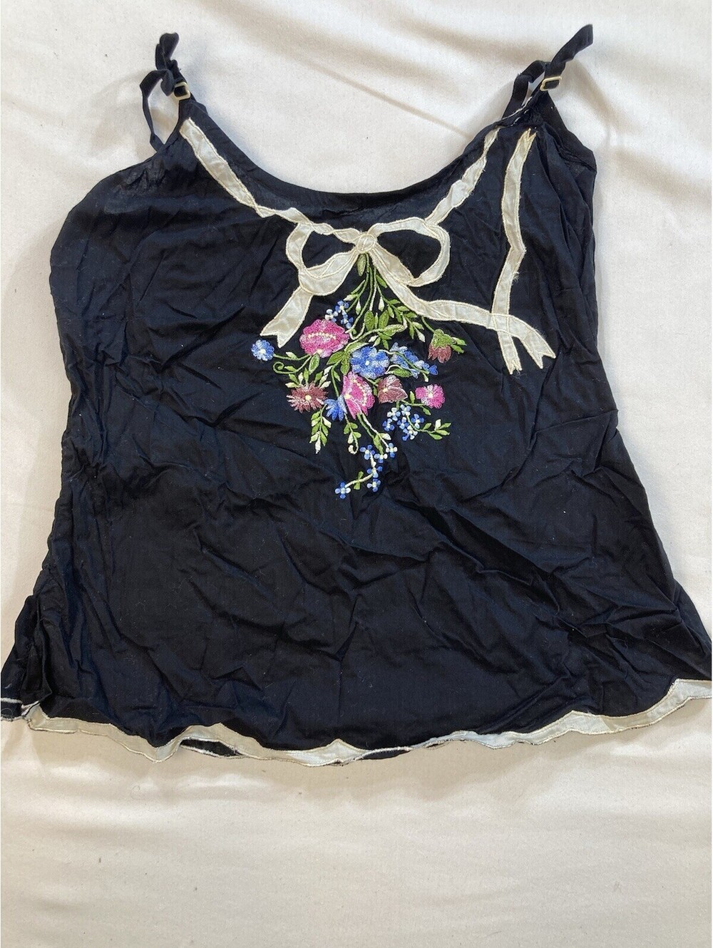 Funky People Juniors Size Small Black Floral Pattern Adjustable Strap Tank